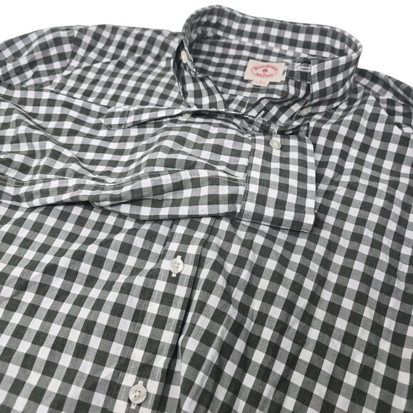 Brooks Brothers Red Fleece Button Down Shirt Large Green White Check Long Sleeve - Picture 1 of 8